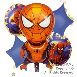 SET DE GLOBOS METALIZADO SPIDERMAN ESTRELLA AZUL 5 UNIDADES X 1